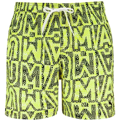 PUMA Бански гащета Puma Printed Mid swimming shorts - Yellow (Lemon / Black)