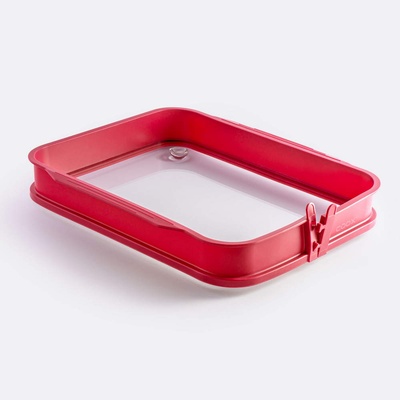 coox Червена силиконова тава със стъклена основа coox