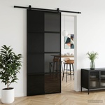 vidaXL Преплъзваща се врата 90 x 205 cm Закалено стъкло и алуминий (42054106)