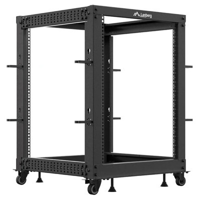 Lanberg Комуникационен шкаф, Lanberg open rack 19" 15U 600x600-1100 adjustable black (OR01-6115-B)