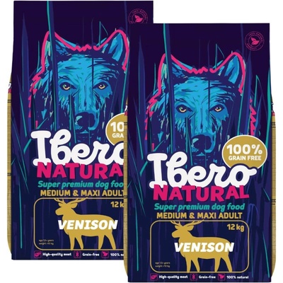 Ibero Grain Free Dog Medium & Maxi Adult Venison 2 x 12 kg