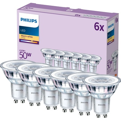 Philips 6x LED halogenová žárovka GU10 PAR16 4.6W = 50W 355 lm 2700K teplá bílá