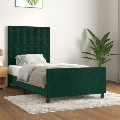 zahrada-XL 3125974 Rám postele bez matrace tmavě zelená samet