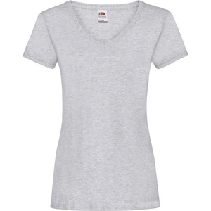 Fruit of the Loom Дамска тениска с v-образно деколте fruit of the loom lady-fit valueweight - светлосив меланж xl (16139861004)