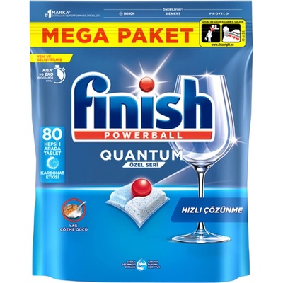 Finish таблетки за съдомиялна машина, Quantum, Всичко в едно, 80 броя
