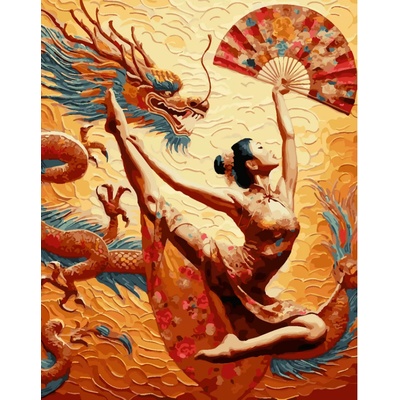 MagicArt Комплект за рисуване по номера MagicArt - Танцът на дракона (GX47562)