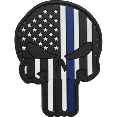 WARAGOD Nášivka 3D US Patriot Punisher blue line 7.5x5cm