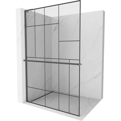 Mexen Kioto+ L душ стена с рафт Walk-in 100 x 200 см, черен модел, четка сив пистолет (800-100-123-66-78)