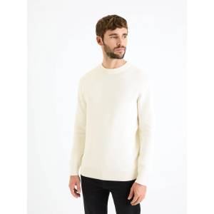 Celio Кремав мъжки основен пуловер Celio Beclo Celio | Byal | МЪЖЕ | XXL