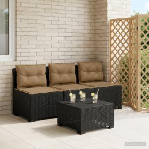 vidaXL Пейка за градина с Cushions във вид на ратан 3-местен ПП (8011978)