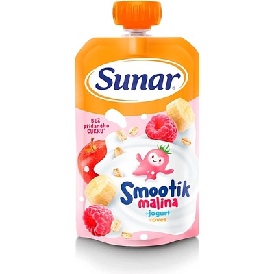 SUNAR Smootík kapsička malina, jogurt, ovesné vločky 12m+ 120 g