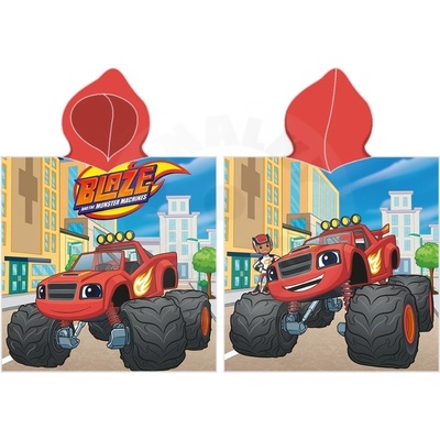 Carbotex Dětské pončo 55 x 110 cm Plamínek a čtyřkoláci Monster Truck