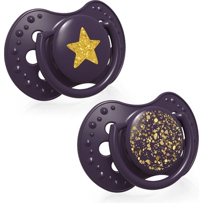 LOVI Силиконови залъгалки Lovi - Stardust, 0-3 m, 2 броя, Лилави (22/892_vio)