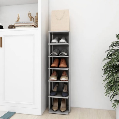 vidaXL Шкаф за обувки, бетонно сив, 27, 5x27x102 см, инженерно дърво (808493)