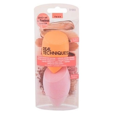 Real Techniques Miracle Complexion Sponge Summer Haze houbička na tekutý make-up Miracle Complexion Sponge 1 ks + houbička na pudrový make-up Miracle Powder Sponge 1 ks – Zboží Mobilmania