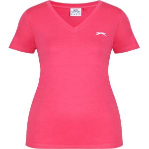 Slazenger Дамска тениска Slazenger Ladies V Neck Tee Shirt - Brt Pink
