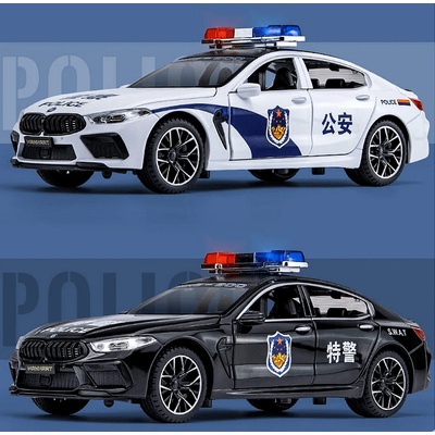 Метална полицейска кола bmw m8 с отварящи се врати, музика и светлина, мащаб 1: 24 1900-174
