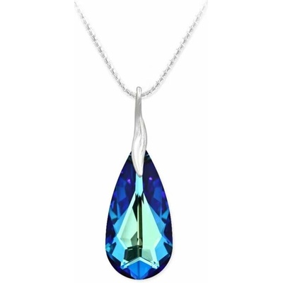Swarovski Elements Stříbrný náhrdelník visací zelená slza, kapka 34252.3 Peridot (zelená světlá)