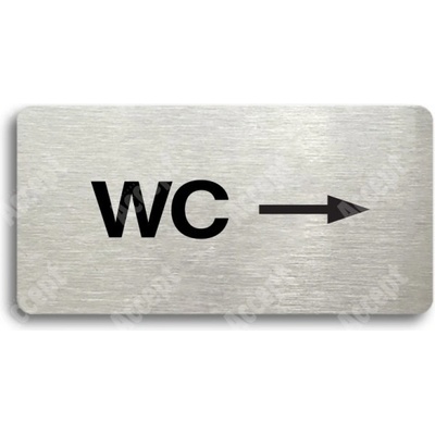 ACCEPT Piktogram WC VPRAVO - stříbrná tabulka - černý tisk bez rámečku