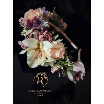 Radi handmade Елегантна диадема с лилави и прасковени рози (988)