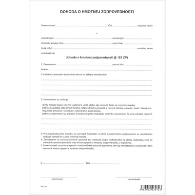Igaz 072 Dohoda o hmotnej zodpovednosti A4 list