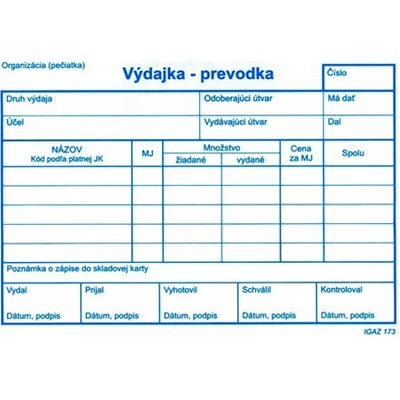Igaz 173 Výdajka - prevodka A6