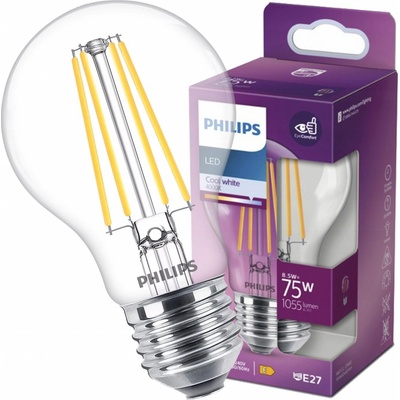 Philips LED žiarovka 1x8,5W E27 1055lm 4000K studená biela, číra, EyeComfort