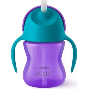 Philips Неразливаща чаша със сламка Philips Avent - 200 ml, за момиче (SCF796/02)