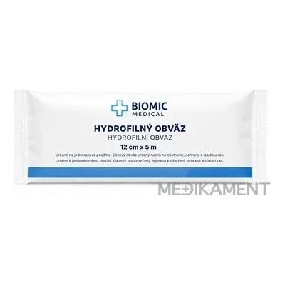BIOMIC Obväz hydrofilný sterilný 12 cm x 5 m 1 ks