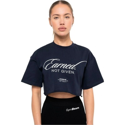 Dámske tričko GymBeam Women‘s Earned Cropped T-shirt Midnight