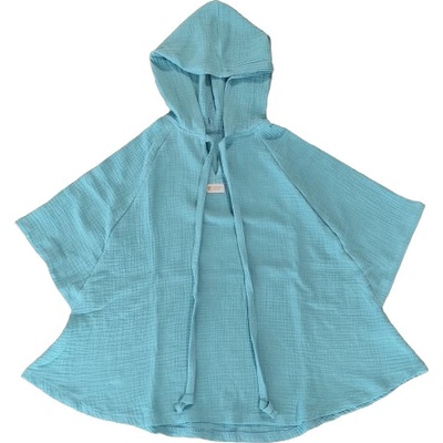 Mušelínové plážové pončo s kapucí Monkey Mum® Mentolka