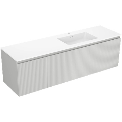 Mexen Rivel баня шкаф 160 cm с мивка Otis дясна, 1S, 1D, рифелован, сив мат/бял мат - 91A23-16047-3-BBFF62-W18P01 (91A23-16047-3-BBFF62-W18P01)