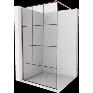 Mexen Kioto душ стена Walk-in 100 x 200 см, черна мрежа 8 мм, четкана мед - 800-100-101-65-77 (800-100-101-65-77)