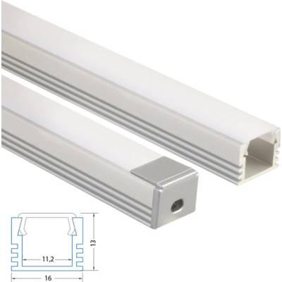 ML-761.012.02.2 Přisazený hliníkový profil PP, 16x13 mm, mléčný difuzor, komplet, 2 m
