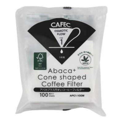 Cafec Abaca+ Cone хартиени филтри - 01, 100 бр (APC1-100W)