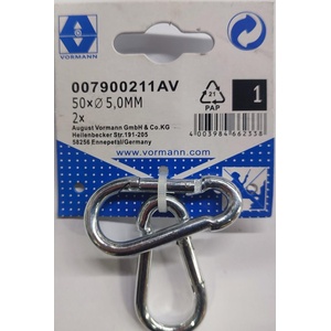 Vorman КАРАБИНА ПОЦИНКОВАНА vrn 5ММ 50x7/5 2БР (4003984662338)