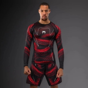 Venum | Официален Вносител за България Рашгард Venum Matupa Long Sleeve Rashguard - Black/Red/Silver - XL