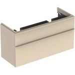 Geberit Долен шкаф Geberit Smyle Square за двойна окачена мивка, пясъчно сиво, 2 чекмеджета, 119 см (500.356.JL.1)
