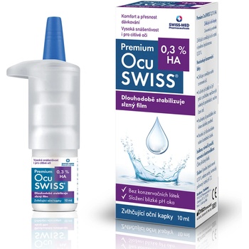 Swiss Med Ocuswiss 0,3 % HA Zvlhčující oční kapky 10 ml