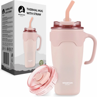 Mountain Goat termohrnek s brčkem 650 ml růžový