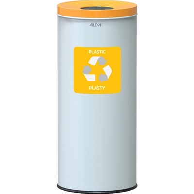 Alda Koš na tříděný odpad Eko Nord 45 l, žluté víko - plast, lakovaná ocel, bílá 751A
