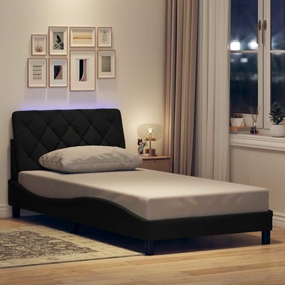 vidaXL Rám postele s LED bez matrace černá látka