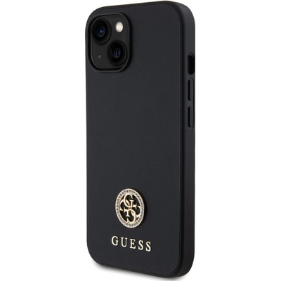 Guess PU 4G Strass Metal Logo pro iPhone 15 Černý Prémiový nejen dokonale ochrání váš telefon ale díky povedenému designu a prvotřídním materiálům bude vypadat jako luxusní šperk.