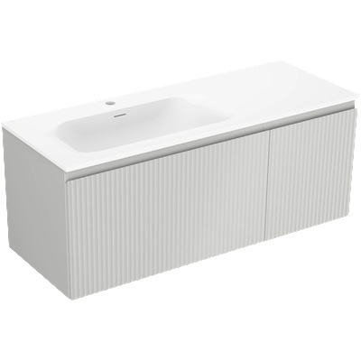 Mexen Rivel шкаф за баня 120 см с мивка Vela лява, 1S, 1D, оребрена, сива мат/бяла мат - 91A23-12047-3-BBFF62-W23L01 (91A23-12047-3-BBFF62-W23L01)