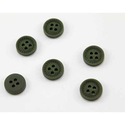 Dierkový košeľový gombík - khaki zelený - priemer 1,2 cm