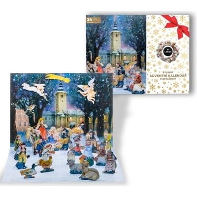 LEROS BYLINNÝ ADVENTNÝ KALENDÁR S BETLEHEMOM 4 24 druhov čajov po 1 vrecúšku vystrihovacie postavičky 24 ks menovky 24 ks inov. 2024 1x1 set