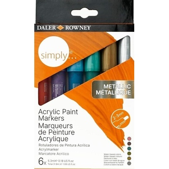Daler-Rowney Simply Комплект акрилни маркери Metallic 6 бр (126300913)