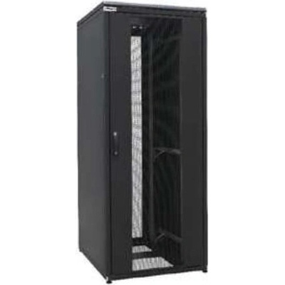 Fibrain Подова стояща шкаф 42/800/800, Стъклена врата, Стоманен заден панел, ral 9005 Черен (Сглобяем конструкция - Товароподемност 1000 кг) (srs-42-8/8-s04-b)