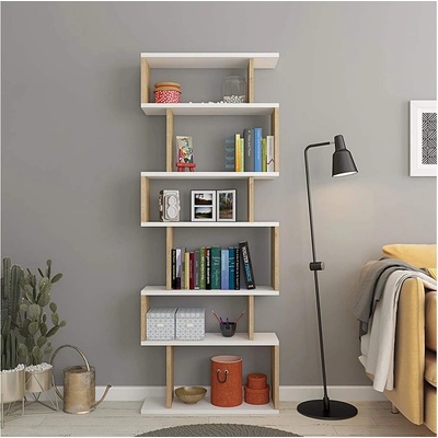 Kalune Design Bates knihovna bílá/přírodní 60x160x19.6 cm