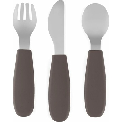Petite&Mars Take&Match Stainless Steel Cutlery Set príbor Bitter Cocoa 12m+ 3 ks